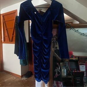 Elegant Blue Velvet Dress